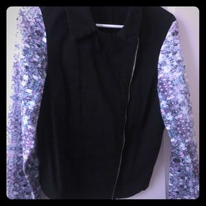 Black jacket with floral sleeves